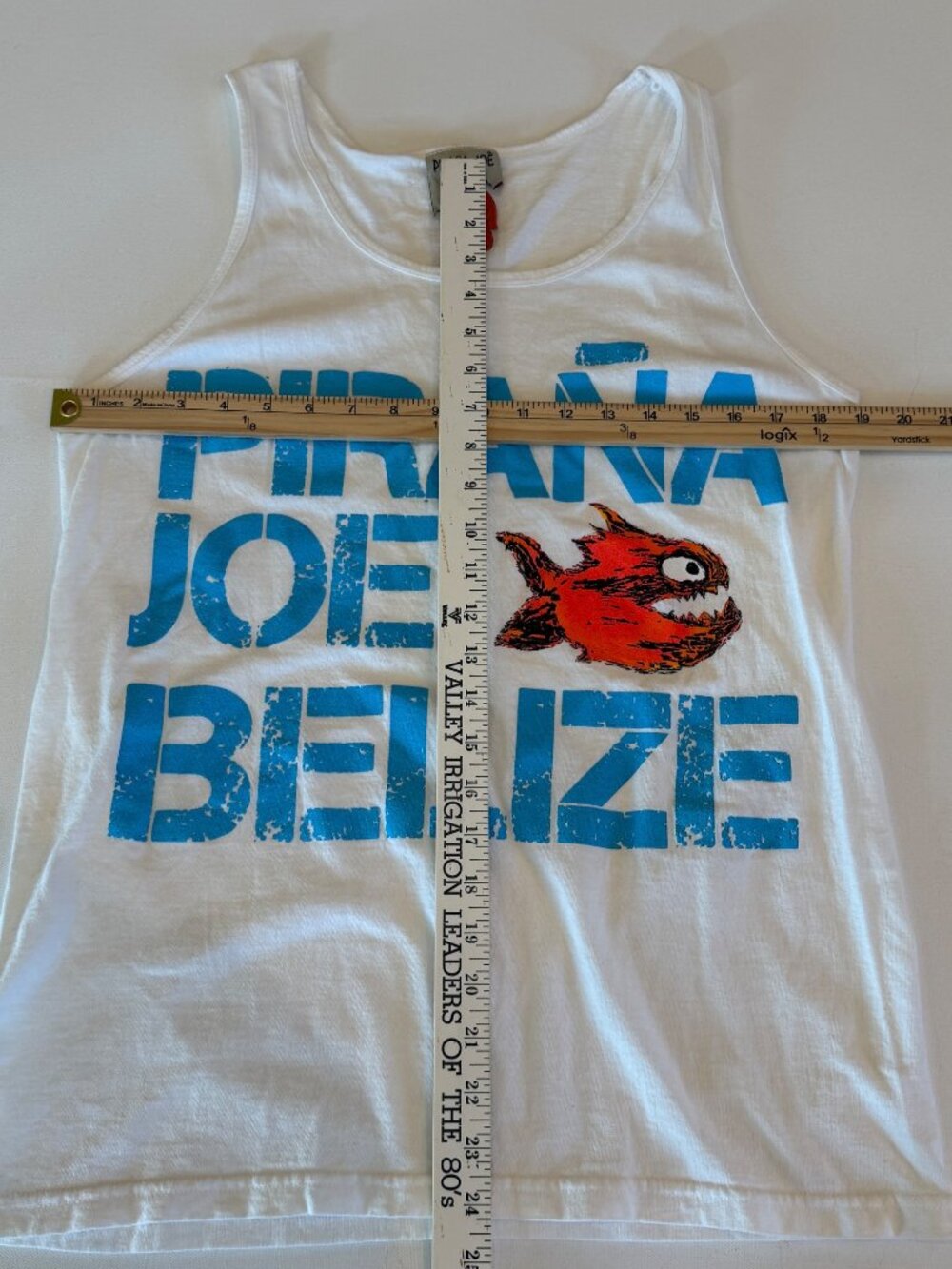 Pirana Joe Belize Graphic Tee Tank Top Medium Unisex T-Shirt Summer Vacation - Picture 5 of 8